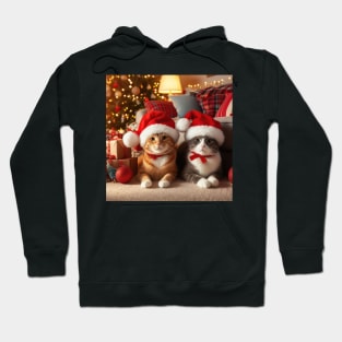 Cats in santa hats Hoodie